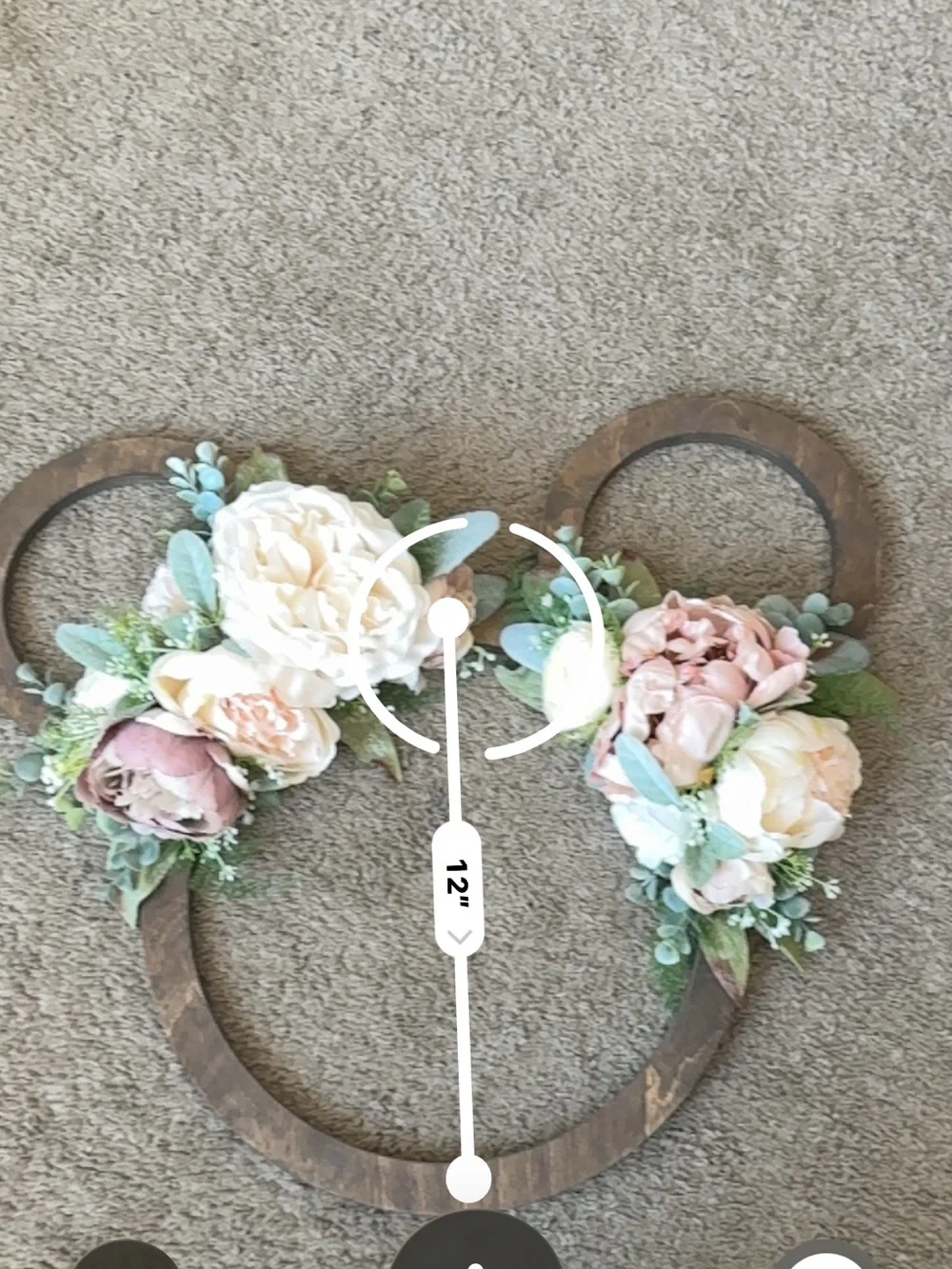 Wooden Floral Mickey Wreath - Cream and Blush Home Accent